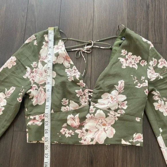 ZARA Floral Linen Crop Top - Picture 8 of 15